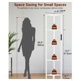 OUTONLIFE 5 Tier Corner Shelf with LED Light, Touch & Remote Control, Dimmable Narrow Corner Bookshelf with 3 Color Temperature, 1-Hour Timer, Display Shelves for Living Room, Bedroom(White)