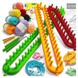 UCDRMA Knitting Loom Kit 35PC Scarf Loom Knitting Kit for Beginners, Quick Loom Knitting for Beginners Adult Contain Instructions, Pom Pom Maker and Yarn for Crochet Blanket Kit