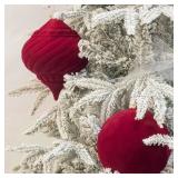 KI Store Large Velvet Christmas Balls 6-Inch Red Christmas Decorative Hanging Ornaments for Xmas Tree 4pcs