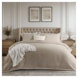 Bedsure Quilts Queen Size - Ultra Soft Queen Quilt Bedding for Modern Farmhouse Bedroom Decor, Lightweight All-Season Comforter, Taupe Bedspread Coverlet 90x96 Inch