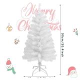 CCINEE 3Ft Artificial White Tabletop Hinged Christmas Tree with Metal Stand - 130 Branch Tips Mini Christmas Tree for Xmas Party Supplies Home Indoor Decoration