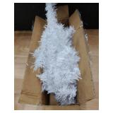 CCINEE 3Ft Artificial White Tabletop Hinged Christmas Tree with Metal Stand - 130 Branch Tips Mini Christmas Tree for Xmas Party Supplies Home Indoor Decoration