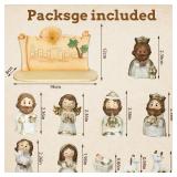 Bucherry 11 Pcs Mini Christmas Nativity Set Little People Nativity Set Nativity Scene with Light Miniature Manger 10 Rearrangeable Figurines Decor Religious Figurines Christian Tabletop Decor (White)