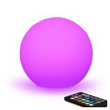 Mr.Go 6-inch RGB Color-Changing LED Globe Orb Light w/Remote, Mood Lamp Kids Night Light, 16 Dimmable Colors & 4 Modes, Battery & AC Adapter Power, Home Bedroom Patio Pool Decorative Lighting