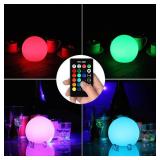 Mr.Go 6-inch RGB Color-Changing LED Globe Orb Light w/Remote, Mood Lamp Kids Night Light, 16 Dimmable Colors & 4 Modes, Battery & AC Adapter Power, Home Bedroom Patio Pool Decorative Lighting