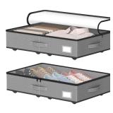 EE-RoomWorld Under Bed Storage with Wheels, No Assemble Required 5.5 inches height grey under bed storage bins,Low Profile Rolling Underbed Shoe Storage containersï¼dorm underbed storage drawers