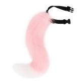 COSYEARS Animal Cat Wolf Fox Dog Faux Fur Tail for Halloween Party Cosplay Costume Accessories Pinkwhite
