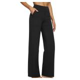 G4Free Wide Leg Pants Woman Yoga Pants with Pockets Loose Casual Palazzo Fashion Sweatpants Stretch Dress Work Clothes(Black,L,31\")