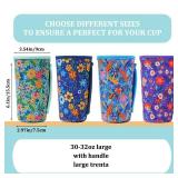 4 Pack Iced Coffee Sleeve,reusable Neoprene Cup Sleeves Suitable For Beverage Sleeves For Hot And Cold Coffee Or Ice Drink Coffee cup sleeve for Starbucks coffee cup (flowers 30-32 OZ)