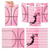 ArianQicult Basketball Party Favor Bags - 50Pcs Pink Basketball Goody Candy Treat Gifts Bags, Sport Themed Party Decorations for Adults Kids Boys Girls Birthday Outdoor Sports Events Supplies
