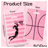 ArianQicult Basketball Party Favor Bags - 50Pcs Pink Basketball Goody Candy Treat Gifts Bags, Sport Themed Party Decorations for Adults Kids Boys Girls Birthday Outdoor Sports Events Supplies