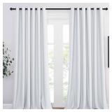 NICETOWN Patio Blackout Curtain Panels - Thermal Insulated Grommet Blackout Drapes Light Blinds Room Darkening Window Treatments for Villa/Cottage (2 Panels, W80 x L95, Greyish White)