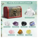 Crystals and Healing Stones, 21 Pcs Healing Crystals Set, 7 Chakra Crystal Stones Set Real Natural Raw Selenite Pyramid Reiki Energy Meditation Chakra Kit with Wooden Box, Crystal Gifts Set for Women