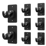 8 Pieces Self Adhesive Curtain Rod Bracket, Universal Plastic Curtain Rod Holders, No Drill Curtain Rod Brackets Curtain Rod Hooks for Bathroom, Bedroom, Livingroom, Kitchen (Black)