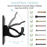 8 Pieces Self Adhesive Curtain Rod Bracket, Universal Plastic Curtain Rod Holders, No Drill Curtain Rod Brackets Curtain Rod Hooks for Bathroom, Bedroom, Livingroom, Kitchen (Black)