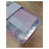 BiuLeon Snackle Box Containers, Stainless Steel 5 Compartments Divided Serving Tray with Lid, Removable LeakProof Portable Bento Box for Fruit Candy Nuts Food - School, Picnic and Travelï¼Pinkï¼