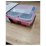 BiuLeon Snackle Box Containers, Stainless Steel 5 Compartments Divided Serving Tray with Lid, Removable LeakProof Portable Bento Box for Fruit Candy Nuts Food - School, Picnic and Travelï¼Pinkï¼