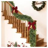 16FT Real Touch Cedar Garland - Artificial Christmas Garland Fake Green Faux Thick and Lush Pine Needles Garlands for Table Fireplace Mantle Holiday Home Indoor Outdoor Decor (1PCS)