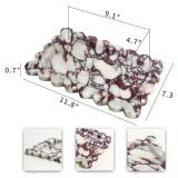 Natural 100% Marble Vanity Tray Luxury Scalloped Marble Storage Square Rectangle Tray for Home Decor Stone Tray for Bathroom Kitchen Candle Key (Rectangle-11.8 * 7.4-Calacatta Viola)
