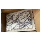 Natural 100% Marble Vanity Tray Luxury Scalloped Marble Storage Square Rectangle Tray for Home Decor Stone Tray for Bathroom Kitchen Candle Key (Rectangle-11.8 * 7.4-Calacatta Viola)