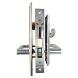 Marks Metro 116A Satin Chrome US26D Entry Left Handed (In-Swing) Thru-Bolted Mortise Lockset With Angled Lever Escutcheon Plates