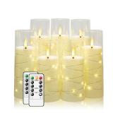 Flameless Candles,with Embedded Star String, Battery Operated Candles Flickering LED Pillar Candles with Remote Control and Timer, Home Decoration Add a Warm and Romantic Atmosphereï¼Set of 7 (Ivo