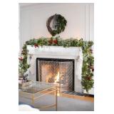 DearHouse 6ft Pine Christmas Garland with Red Berries and Eucalyptus Leaves for Holiday Season Mantel Fireplace Table Runner Centerpiece Decor