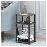 Furinno JUST Side Table, 3-Tier End Table, Open Shelves Night Stand, Bedside Table, Toolless Assembly, for Living Room, Bedroom, Bathroom, French Oak