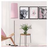 Pink Cheetah Wall Art Set of 3, Y2K Trendy Leopard Canvas Wall Decor Paintings, Preppy Black and White Cheetah Disco Posters Prints Pictures for Girly Room Bedroom Dorm 12x16 Inch Wood Framed