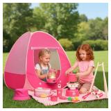 Meland Kids Camping Set for Girls - Camping Tent Toys for Girls Indoor Outdoor Pretend Play, Christmas Birthday Gift Idea for Toddler Girl Age 3,4,5,6 Year Old