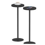 TUTOTAK Tall Round Side Table, Small End Table, Set of 2, Beside Table, Drink Table, Pedestal Side Table, livingroom, Black TB01BK0652
