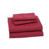 Amazon Basics Lightweight Super Soft Easy Care Microfiber 4 Piece Bed Sheet Set with 14-Inch Deep Pockets, Comfortable Queen, Burgundy, Solid