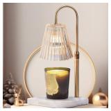 WRITMUS Candle Warmer Lamp with Dimmer & Timer- Wax Melt Warmer Fits All Candle Size - 2 Bulbs Included (White Marble)