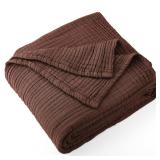 Carriediosa 100% Cotton Muslin Throw Blanket 50\" X 70\" Throw XL Sizeï¼4-Layers Summer Gauze Throws for Bed Couchï¼Soft Lightweight Breathable Linen Blankets Bedspread for Adults All Seasonï