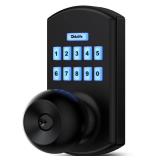 Hidalife Keypad Door Lock with Code, Electronic Keyless Entry Door Lock for Front Door, Door Knob with Keypad, Easy Passage Mode, Matte Black
