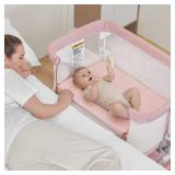33x20x1.5 Breathable Crib Mattress Protector, Gel Memory Foam Toddler Mattress, Portable Crib Mattress Cover with Sheet for Mini Cribs & Baby Bassinet (Pink)