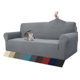 ZNSAYOTX 1 Piece Jacquard Couch Covers for 3 Cushion Couch Living Room High Stretch Sofa Cover Pets Dogs Friendly Anti Slip Thickened Slipcovers Furniture Protector (Sofa, Light Grey)