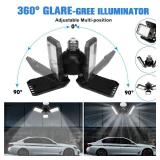 Aoretic LED Garage Lights 2 Pack -80W, 8000LM 6500K Led Shop Light with 3 Deformable Panels, Basement Barn Light Garage Ceiling Lights, E26 for Garage, Warehouse, Shop, Basement