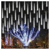 iBaycon 20 Tubes 480 LED Meteor Shower Rain Lights, 11.8 inches Cascading Icicle Lights Waterproof Outdoor, Connectable Falling Raindrop Lights with Timer for Holiday Party Christmas Decorations