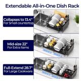 Pantasia Large Dish Drying Rack, Expandable Dish Rack for Kitchen Counter, Upgraded Dish Drainer with Drainboard Set, Multifunctional Dishrack with Utensil Holder & Cup Holder, 13.4\"-28.7\" L x 11.8\