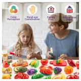 LAUGIGLE Pretend Play Food for Kids Kitchen, 78Pc Cutting Toy Food with Storage Bag