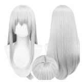 DAZCOS Anime Women Cosplay Wig 27.56 Inch Costume Accessories for Party Christmas Halloween (Silver White)