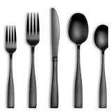 20 Pcs Black Silverware Set, Food-Grade Stainless Steel Flatware Set for 4, Square Cutlery Set, Mirror Polished Tableware Eating Utensils Set for Kitchen, Include Knife Fork Spoon Set,Dishwasher Safe