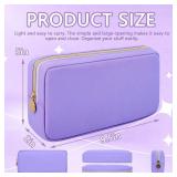Nylon Small Makeup Bag Cosmetic Zipper Pouch for Purse, Preppy Makeup Bag Compact Make up Pouch Toiletry Bag, Waterproof Zipper Purse Travel Coin Pouch Storage Bag for Women Girls Teens(Purple)