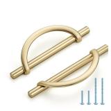HOME EDIT Brushed Brass Cabinet Pulls, 5 Inch Hole Center, 128 mm, Curved Design Cabinet Handles for Kitchen,Cupboard, Drawer & Bathroom 10 Pack