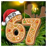 Gingerbread 67 Christmas Ornament - Six Seven Ornaments 2025-67 Meme Acrylic Hanging Decor -Funny White Elephant Gifts - Gen Z, Gen Alpha Slang Meme Decor Trendy for Teen, Kid, Adult - 6 7 Gifts