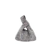 Miuco Mini Rhinestone Hobo Dumpling Bag Crystal Evening Bucket Handbag Bling Sparkling Clutch Crossbody Bag Silver