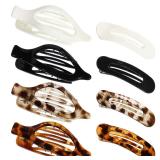 Obeoby 8 PCS Flat Hair Clips, Tortoiseshell Flat Claw Clips 2 Styles Hair Claws for Women Girls Medium Hair Volume