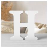 Zaruatu 6 Inch White Wood Letters Unfinished Wood Letters for Wall Decor Decorative Standing Letters White Block Letters for Craft Home Party Projects (H)