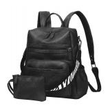 WYFJNX Women Backpack Purse Bag PU Leather Travel Backpack Purse for Women Ladies Shoulder Bags Satchel Handbag 2 Piece Black